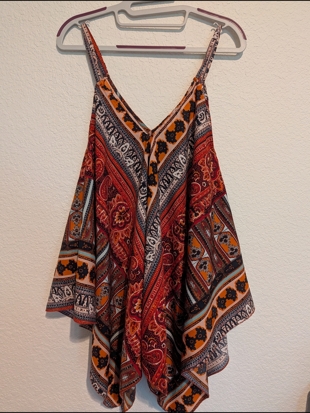 Unique Spectrum Paisley V-Neck Spaghetti Strap Tank Top